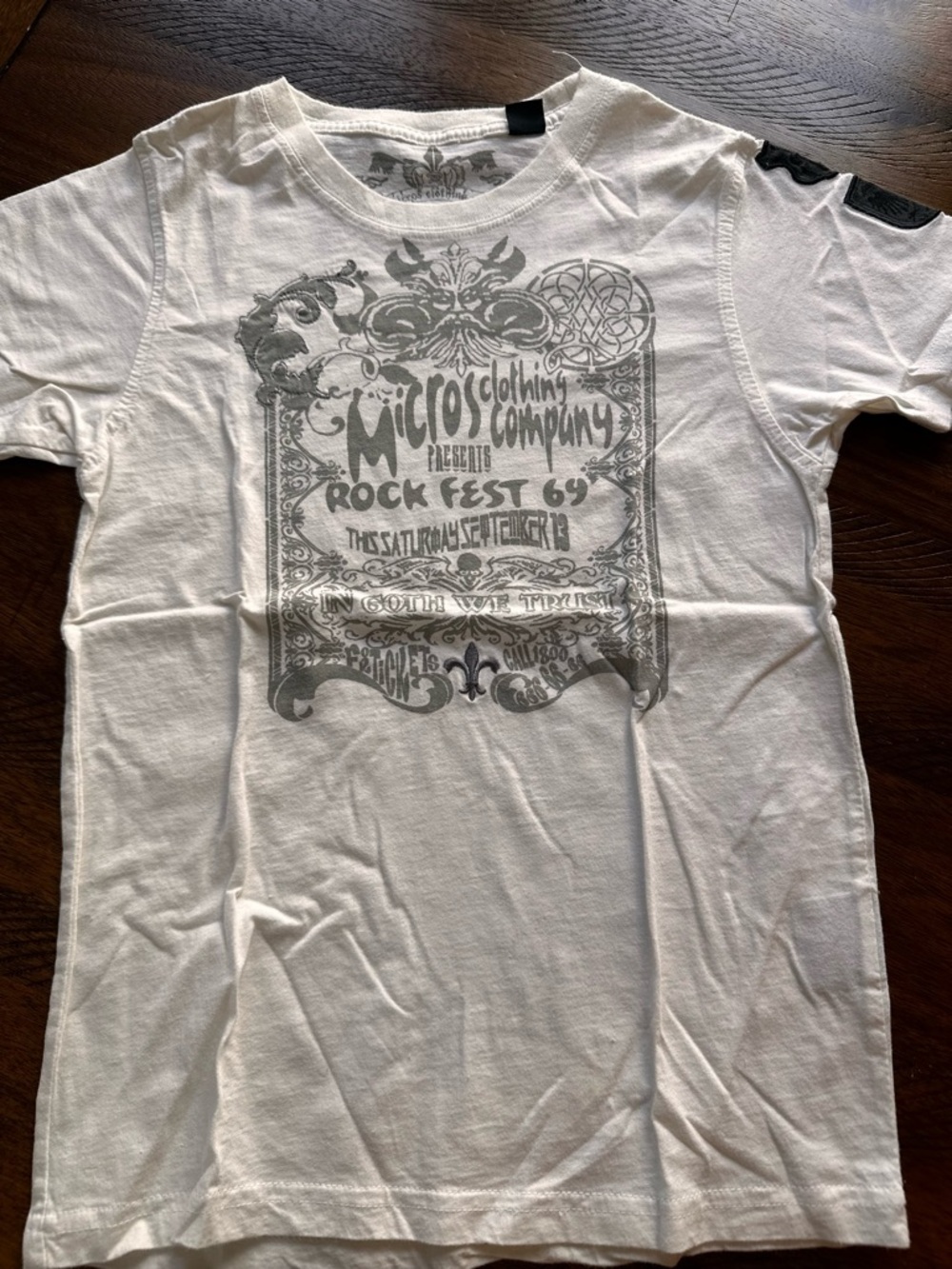 Micros White Tee with Gray Rock Fest Graphic